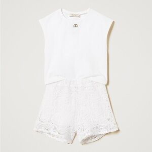 Twinset Milano Girls’ top and macramé lace shorts